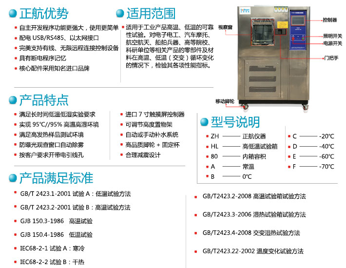 正航不銹鋼高低溫試驗箱優(yōu)勢型號說明圖